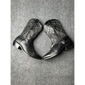 Mens Western Moonshine Spirit Black Leather Square Toe Boots, Size US 10 D